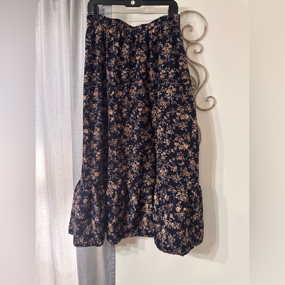 Floral Print A-line Maxi Skirt